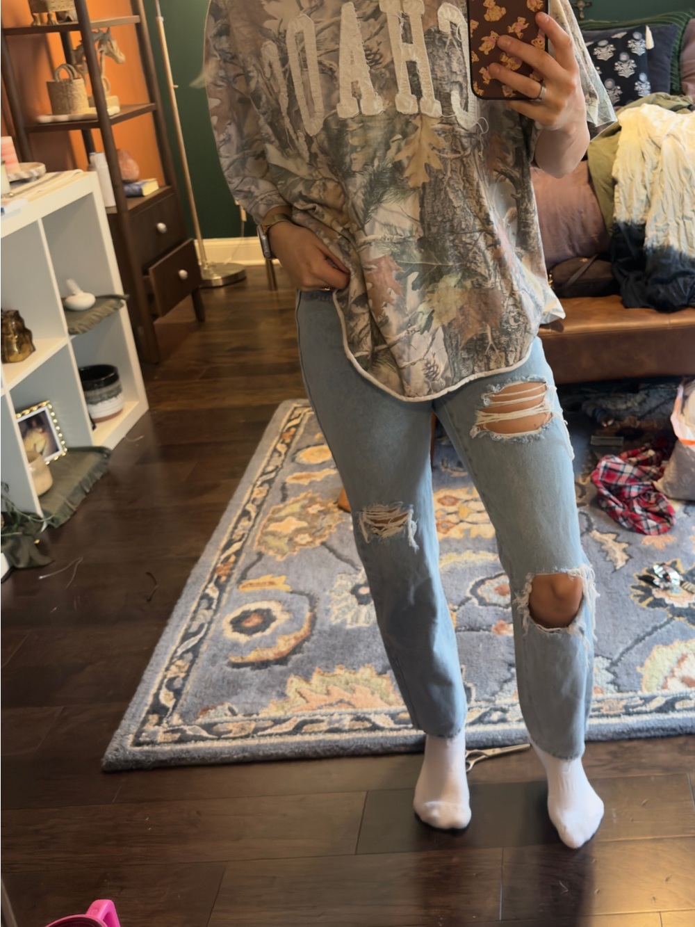 High-Rise Light Blue Distressed Women's Jeans